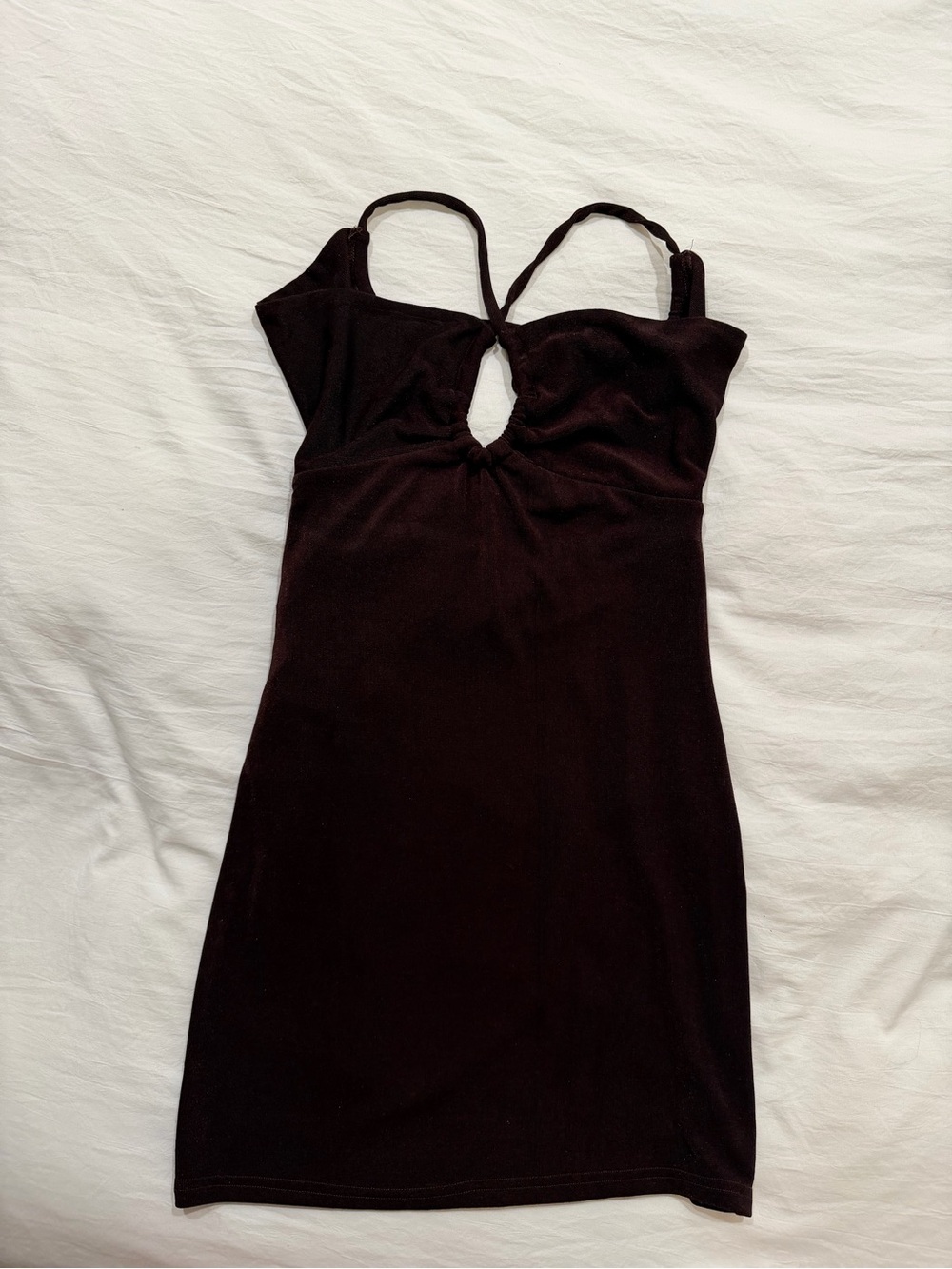 Peppermayo Brown Mini Dress with Front Cutout